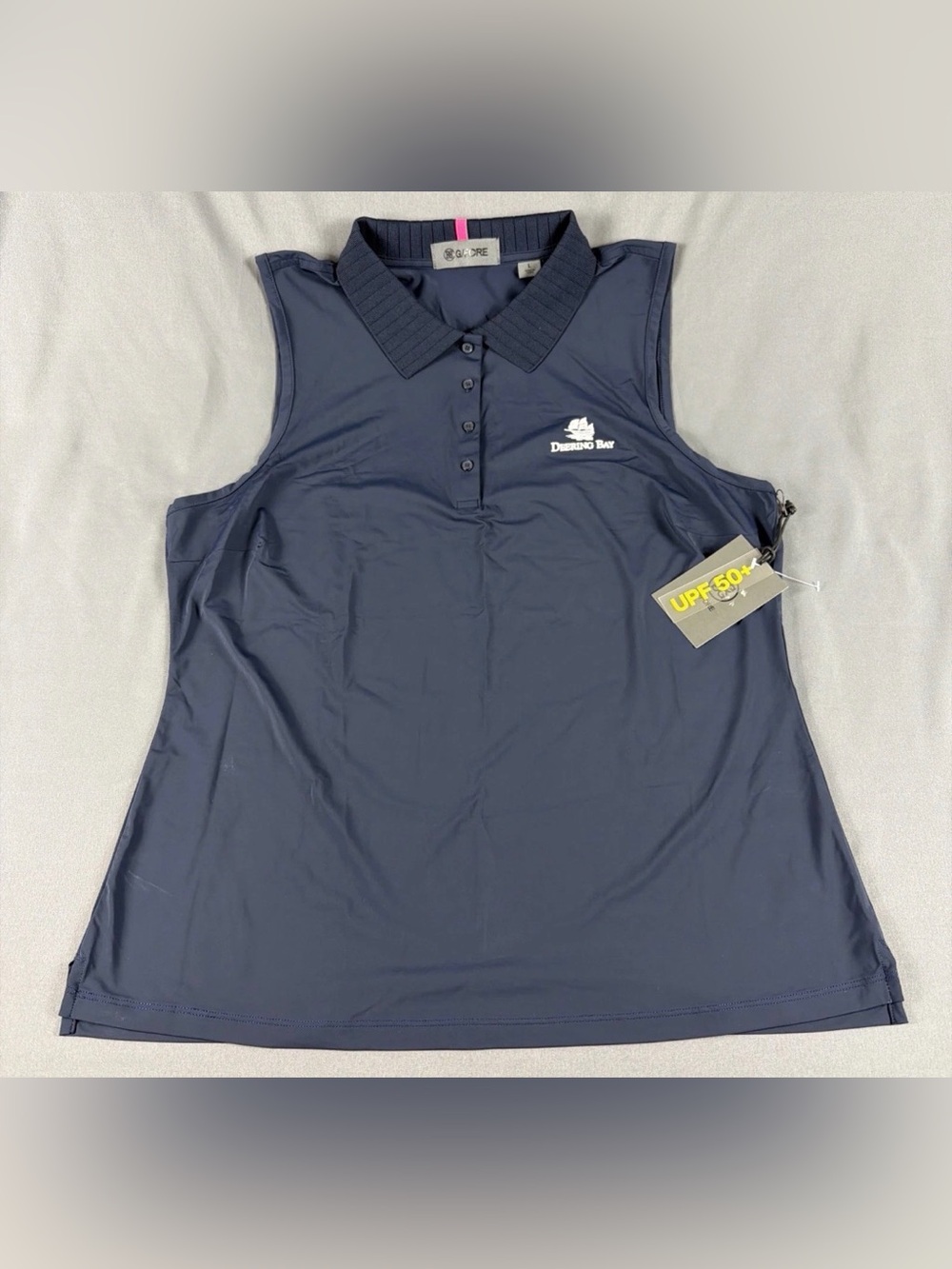 G/FORE G4 Womens Golf Shirt Polo Chest Logo SLVLS Large Twilight Nylon